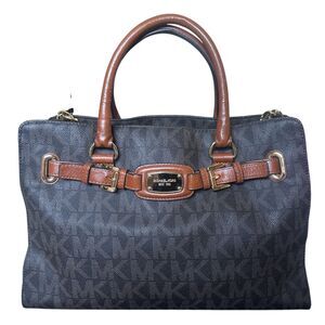 Michael Kors Hamilton Monogram Satchel East West Tote Shoulder Brown Bag